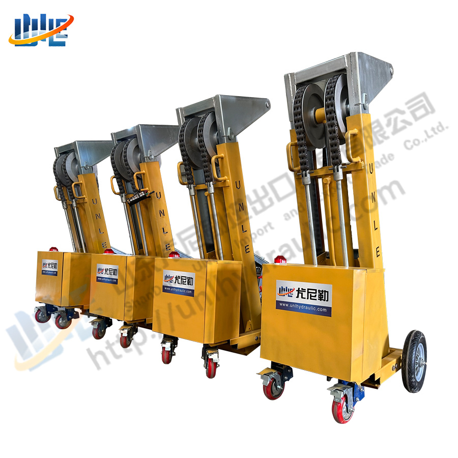 Container hoist system with hydraulic cylinder hydraulic power unit for