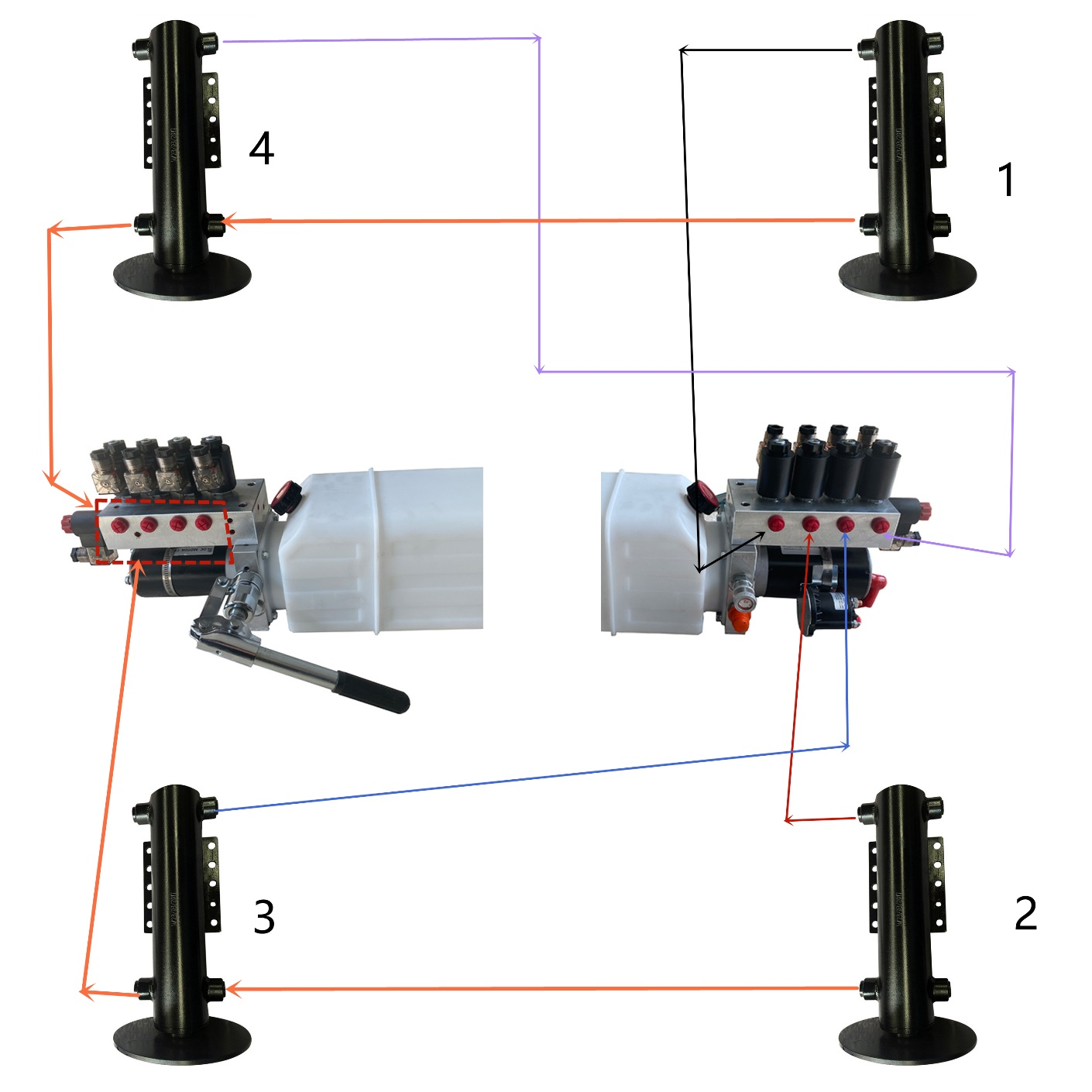 RV caravan use auto leveling system double acting lift hydraulic quick